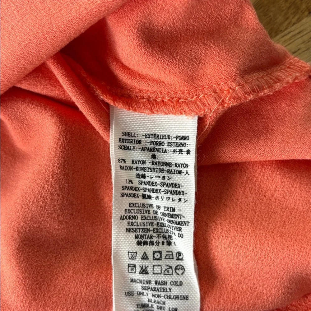 Free People Orange Stretch Blouse with Embroidered Puff Sleeves size XS